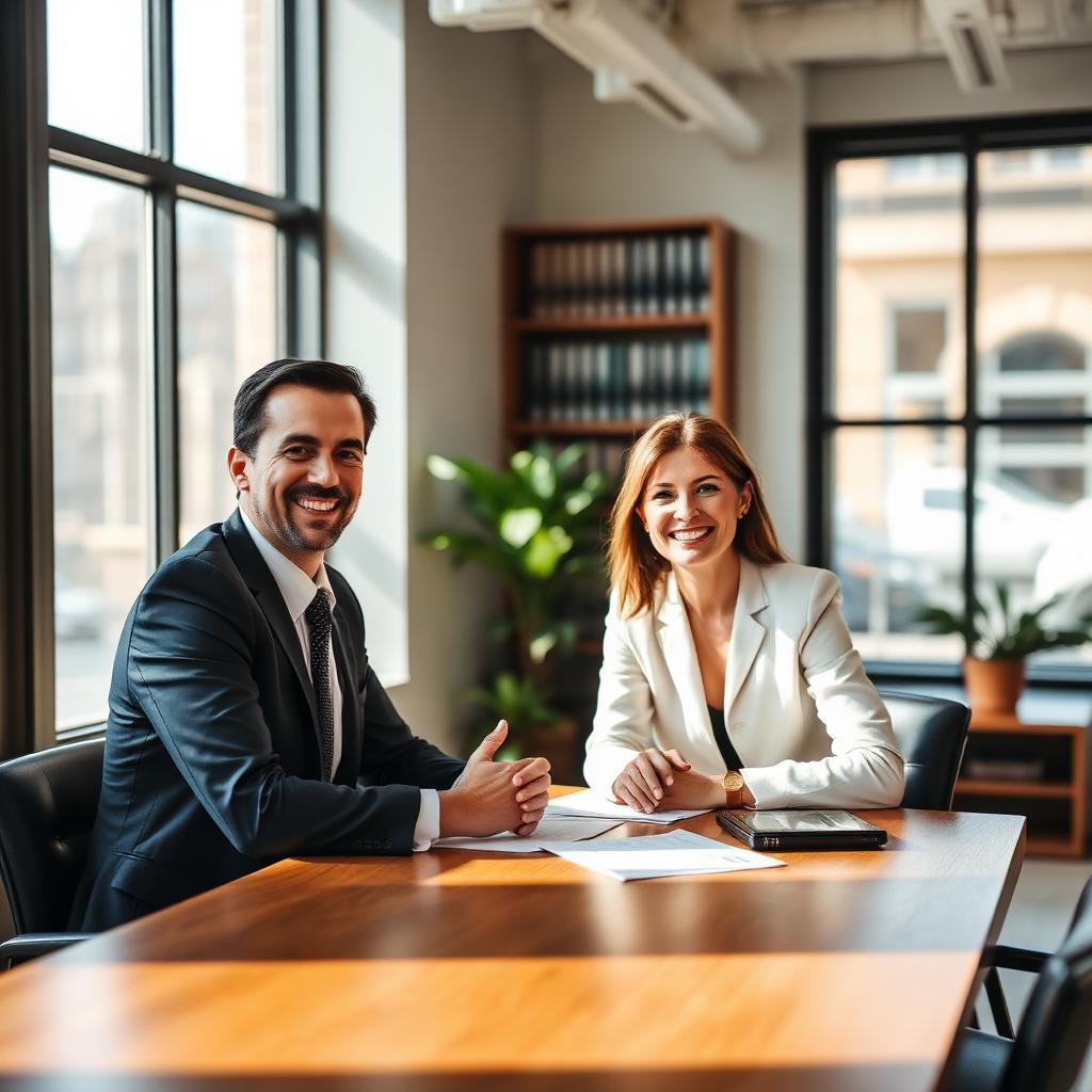 Lawyers meeting in a bright modern office