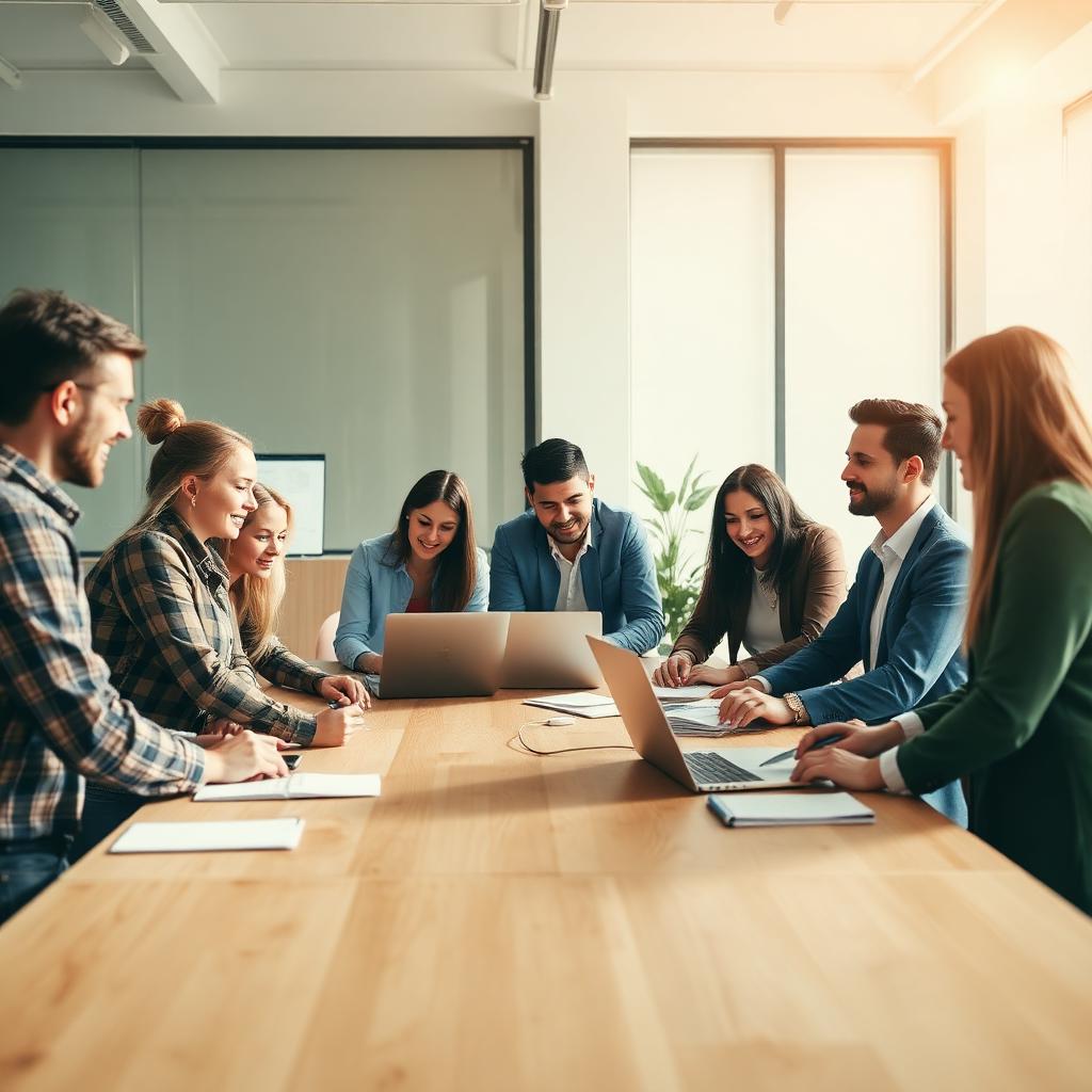 Team collaborating around a table